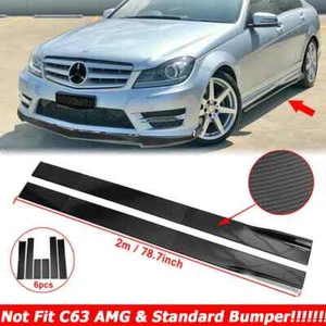 Carbon Fiber 78.7" Side Skirt Extension Lip FOR  Mercedes Benz C200 C300 CLA250 - Picture 1 of 13