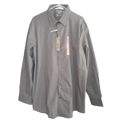 MERONA Button Up Slim Fit Shirt Men Gray XXL Gray Long Sleeve NWT - Image 1 of 4
