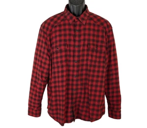 Lucky Brand Mens XL Red Plaid Pearl Snap Flannel Shirt Western Cowboy - Picture 1 of 8