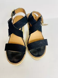 Sandalias alpargata de tacón alto negras Banana Republic para mujer talla 8 1/2 usadas en excelente estado - Imagen 1 de 7