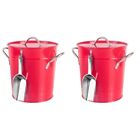  2 Set Portable Bathtub Household Iron Bucket Tin Ice Buckets Vintage