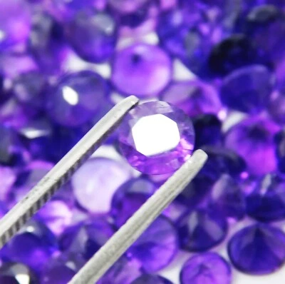 Natural Purple Bolivia 100 Pcs Amethyst Gemstone 74 Cts Untreated Certified - Image 1 of 4