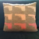cushion hand knit guns motif pink on grey 40cm square with pad crystal buttons