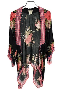 Japanese Flying Black Birds Art Women Kimono Robe Cardigan Beach Cover-Up Cloaki - Picture 1 of 4