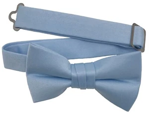 Boys Bow Tie Quality clip on adjustable neck band Satin Solid Pattern Colors - Picture 1 of 95