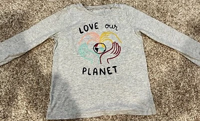 Niñas Carter's Niño Love Our Planet Top Gris Suéter Blusa Camisa Talla 12 12A Foto 1 de 4