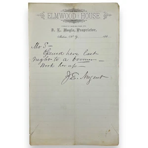 c.1880 J.E. Nugent Elmwood House Malone NY Metropolitans Manager Signed Letter - Picture 1 of 2
