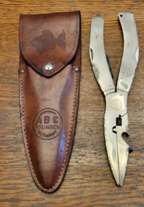Vintage ABC AB Co Solingen Angelzange Multitool mit Lederscheide Bauermann - Bild 1 von 21