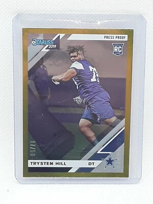 Trysten Hill 2019 Donruss Football - GOLD PRESS PROOF RC (17/50) Dallas Cowboys - Image 1 of 2