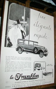 1929 Franklin FRANCESE grande-mag auto pubblicità-"fine, eleganti, rapide.." art deco - Foto 1 di 2