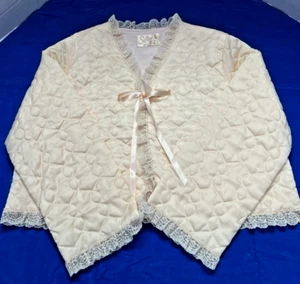 Vtg Softness Women’s Quilted Bed Jacket Sz M Peach Color - Picture 1 of 9