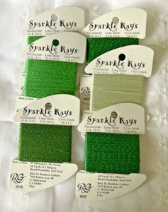 Needlepoint Embroidery Thread Lot of 6 Rainbow Gallery Sparkle Rays Greens New - Picture 1 of 3