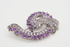 Vintage Brosche Amethyst & Lavendel Strass Anstecknadel hinten - Bild 1 von 3