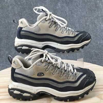 Skechers Zapatos Mujer 8 E-2 Tenis Deportivos Beige Cuero Con Cordones Comodidad SN1950 Foto 1 de 4