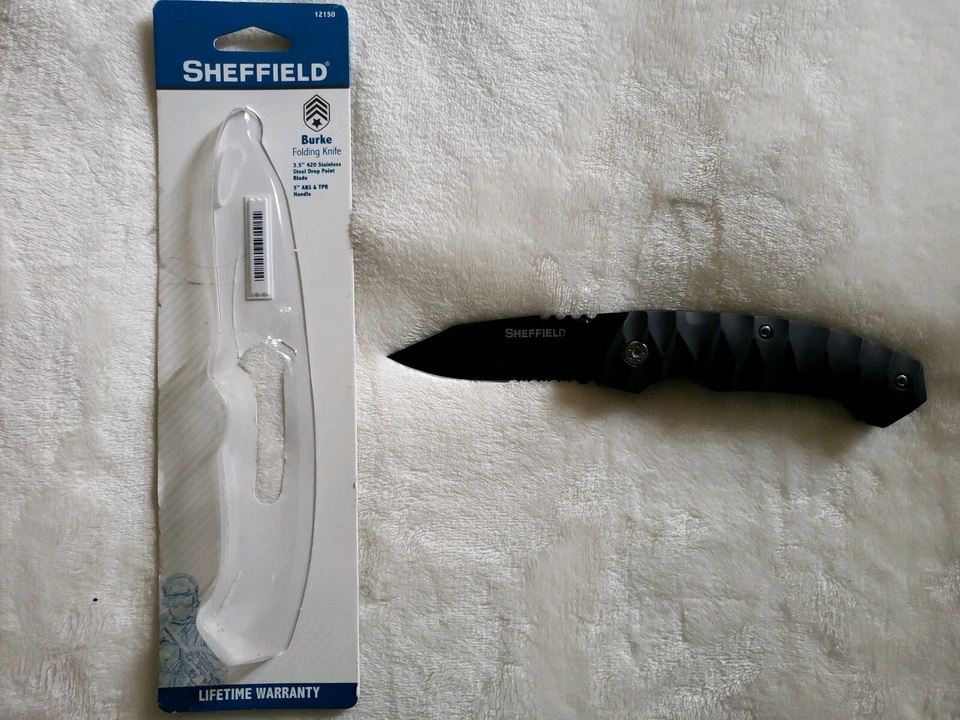 NUEVO Cuchillo Plegable Sheffield Burke 3.5 420 Acero Inoxidable Punta de Caída Hoja 5"... Foto 1 de 3