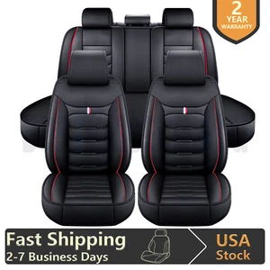 For Chevrolet Car Front+Rear Car Seat Covers 5-Seats Protector Leather Full Set - Picture 1 of 17