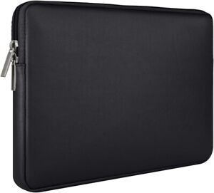 13"Laptop Sleeve Soft PU Leather Case Water Resistant Padded Cover Bag （BLACK）
