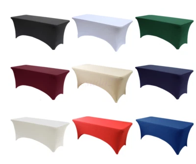 4/6/8FT Stretch Spandex Tablecloth Fitted Rectangular Table Cover Party Wedding - image 1 of 4
