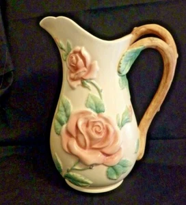 Fitz and Floyd Blushing Rose Pitcher Large 9 5/8" Circa 1987 - Bild 1 von 10