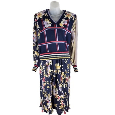 Conjunto de saia e suéter feminino vintage Diane Freis para Marisa Christina floral 36 - Imagem 1 de 4