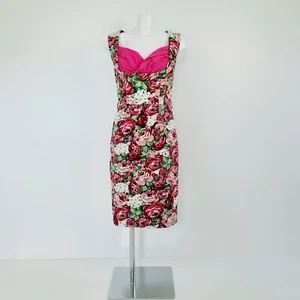 Lindy Bop Wiggle Dress UK 12 Pencil 50's Pin UP Vanessa Pink Floral Wedding - Picture 1 of 24