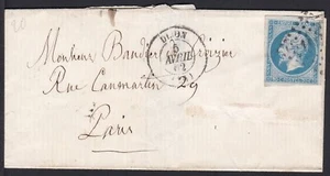 Old Classic Cover, OFCV0015 France Sc15 Napoleon, Apr. 05. 1862. - Picture 1 of 2