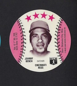 MSA Isaly's Sweet William Discs 1976 Johnny Bench Cincinnati Reds como nuevo - Imagen 1 de 2