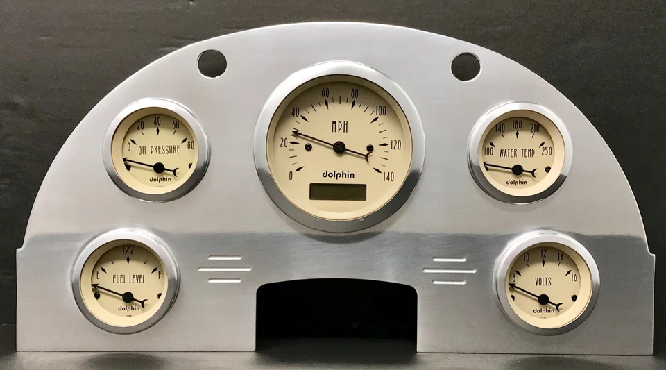 Ford Car 1956 calibre 5 panel de instrumentos inserto aluminio pulido programable bronceado Foto 1 de 4