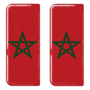 2x Morocco Flag Gel Domed Number Plate Badges - Picture 1 of 1