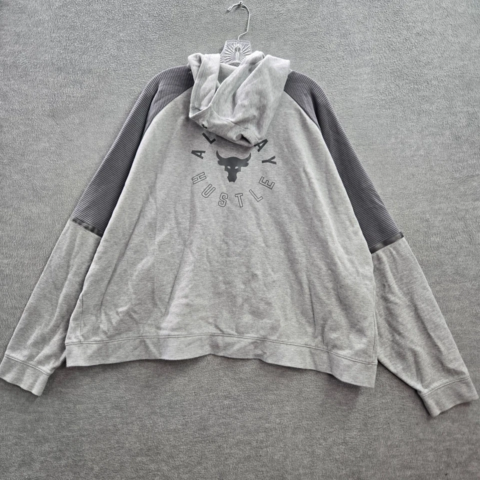 Project Rock x Under Armour 女式运动衫大号灰色连帽衫全天喧嚣 — 第 1/4 张图片