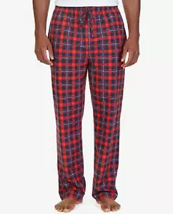 $40 Nautica Men'S Pajama Pj Fleece Lounge Pant Red Blue Plaid Sleepwear Size Xl - Picture 1 of 1