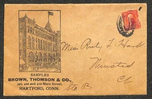 USA #301 STAMP HARTFORD CONNECTICUT BROWN THOMSON & CO. ADVERTISING COVER (1903) - Picture 1 of 1