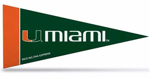 Miami Hurricanes Mini Pennants, 4" x 9" - Licensed by Rico - Made In USA Cover