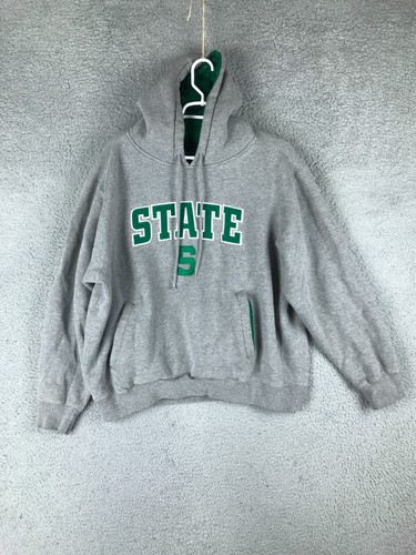 VETEMENTS Felpa con cappuccio Champs Edition Abbigliamento MSU Spartans da uomo a maniche lunghe cordini grigia M