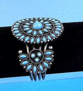GORGEOUS Petit Point faux Turquoise Cuff Bracelet ! - Picture 1 of 10