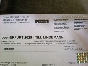 1Ticket Konzert Till Lindemann 4.7.25 In Erfurt - Bild 1 von 2