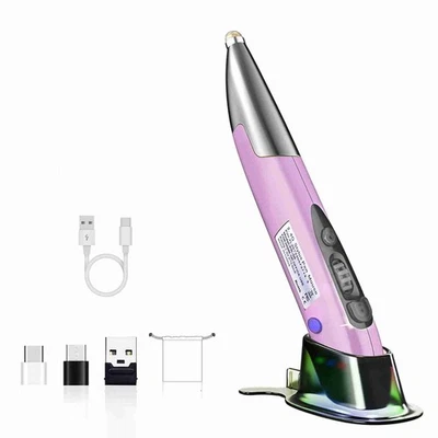 Grey Wireless Optical Pen Mouse USB Dual BT Mode 800/1200/1600DPI Adjustable Mic - Image 1 of 4