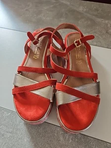 Damen Sandale Marco Tozzi Gr. 41 Guido Maria Kretschmer Leder Orange Gold - Bild 1 von 4