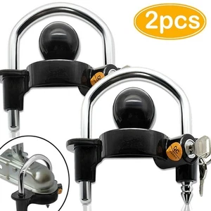 2X Heavy-Duty Coupler Lock Trailer Locks Ball Hitch Security Towing Coupling Key - Picture 1 of 10