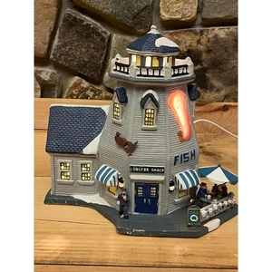 2006 Lobster Shack Christmas Village ceramic house. Works!Blue waters collection - Picture 1 of 9