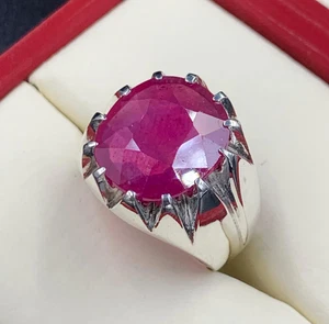 12 Karat Rubin Ring, natürlicher Rubin 925 Sterling Silber Yaqoot Ring für Herren - Bild 1 von 4