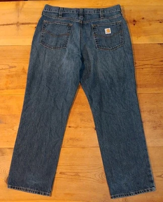 Pantalones de mezclilla Carhartt calce relajado para hombre 36x30 azul lavado medio pierna recta Foto 1 de 4