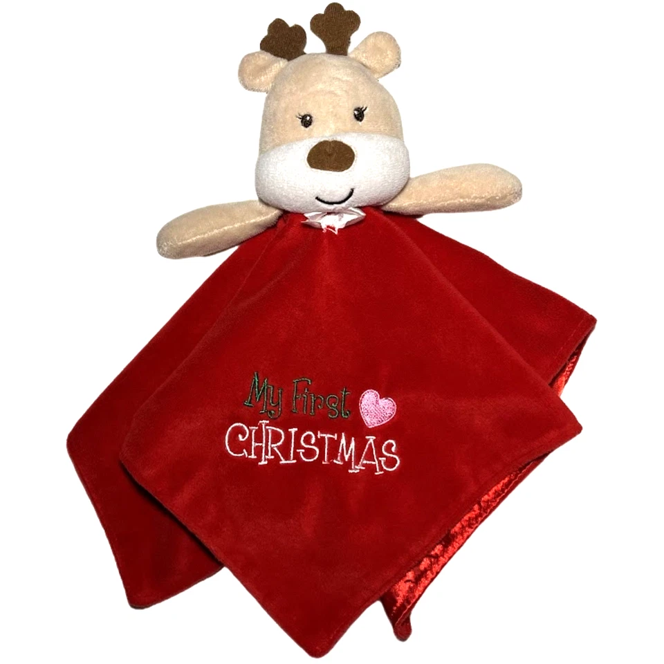 Manta de seguridad Baby Starters roja mi primera Navidad reno sonajero Lovey Foto 1 de 4