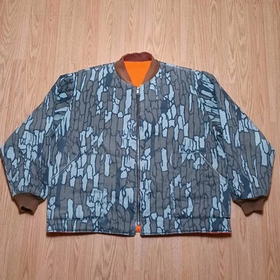 Vtg Blue Bill By Redhead Reversible Hunting Jacket Mens 2XL Treebark Camo Orange - Image 1 of 4