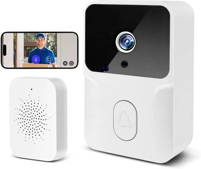 Wireless Security Video Doorbell 1080P Night Vision 2 Way Talk WiFi 2.4GHz White - Image 1 of 4