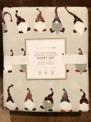 NUEVO Juego completo de sábanas Pottery Barn Teen Frannel Holiday Gnomo de 4 piezas, Navidad Foto 1 de 2