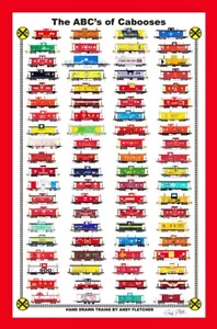 Póster enmarañado ABC of Cabooses 12"x18" firmado por Andy Fletcher - Imagen 1 de 1