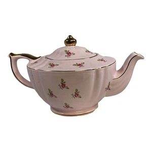 Vintage Sadler Pale Pink Chintz Teapot Roses #2353 Gold Trim - Made in England - Picture 1 of 5