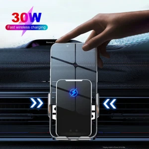 Car Wireless Phone Charger Mount Holder Air Vent Fast Charge Qi 30W Universal - Picture 1 of 10