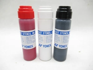 3 BOTTLES: YONEX TENNIS/SQUASH/RACQUETBALL RACQUET STENCIL INK (RED/WHITE/BLK) - Zdjęcie 1 z 1